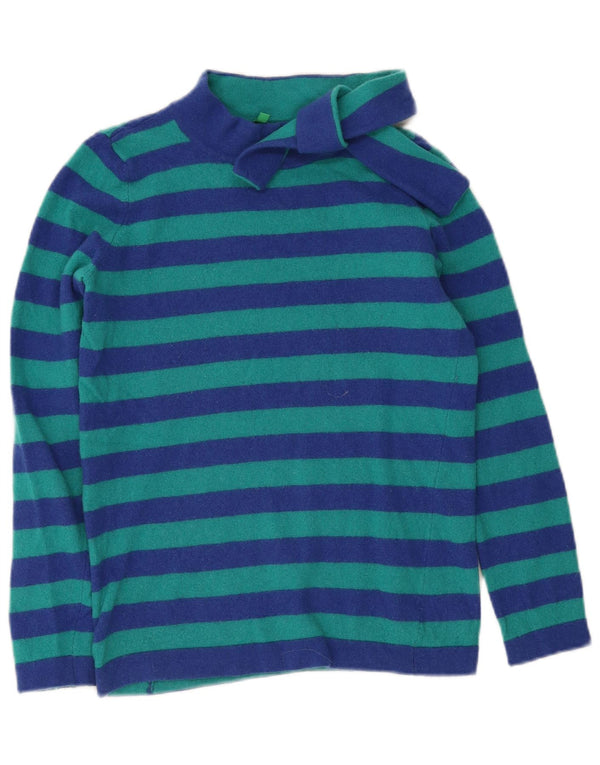 Damski sweter z golfem Benetton UK 10 w małe niebieskie paski