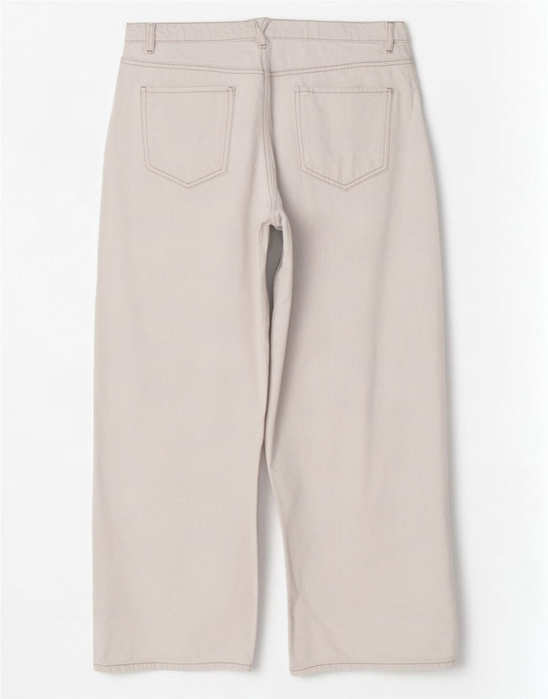 Damskie jeansy Zara z szeroką nogawką i wysokim stanem XL W32 L28, biała bawełna