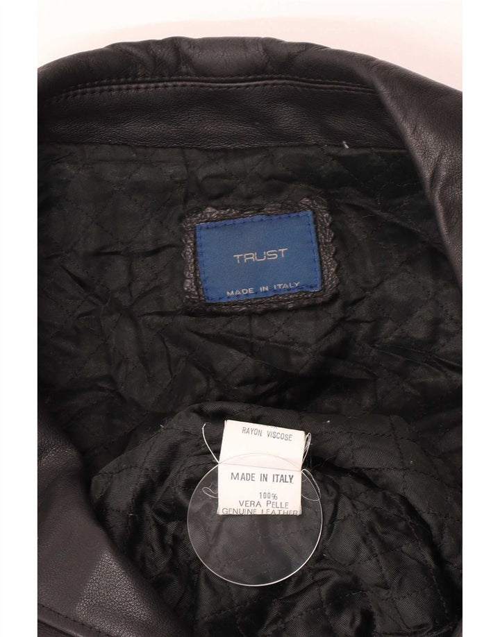 Vintage męska kurtka skórzana IT 52 XL czarna skóra