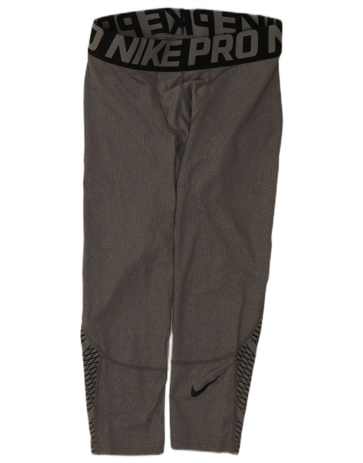 Męskie legginsy Nike Graphic Capri, małe, szare, z blokami kolorów, poliestrowe