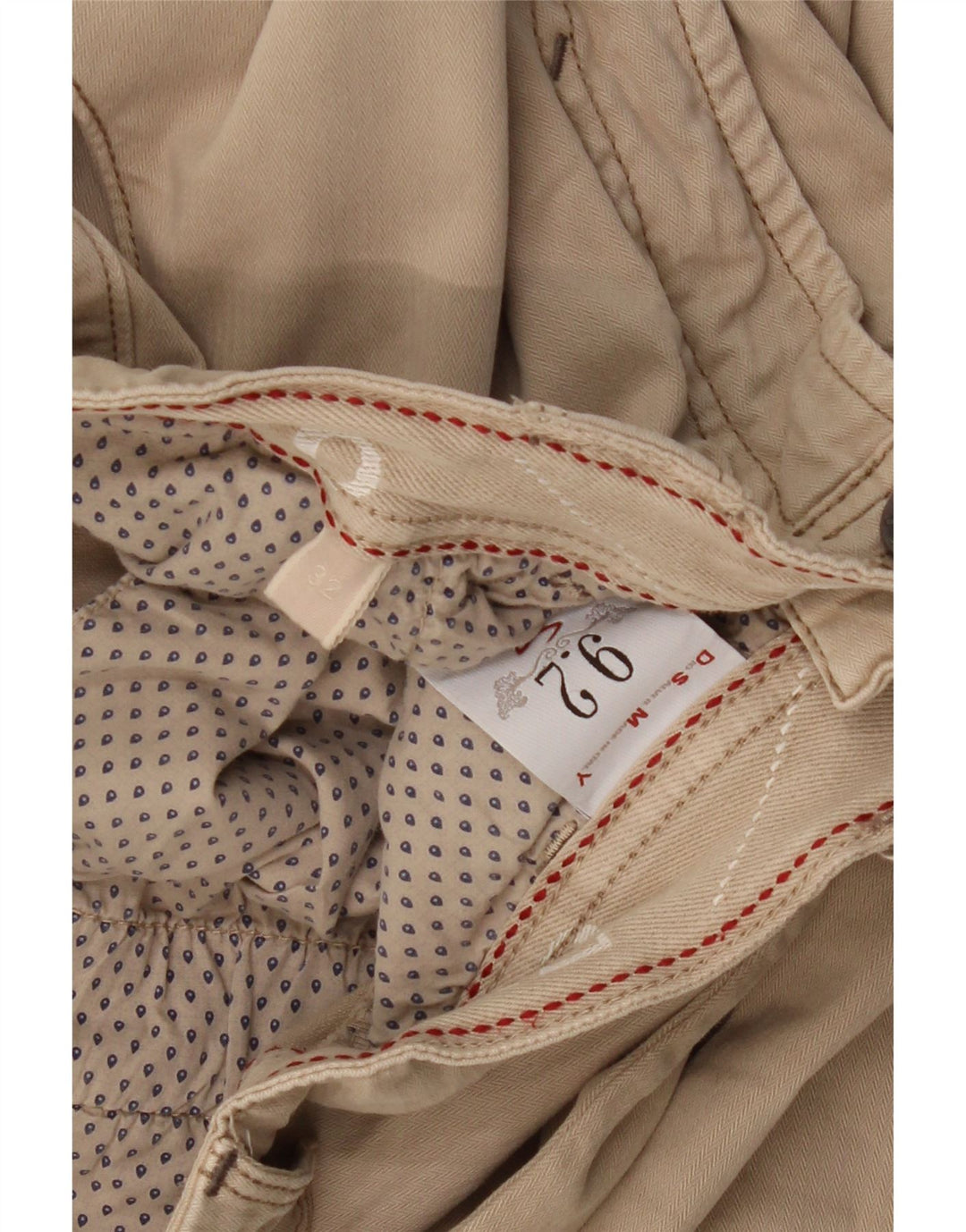 9.2 BY CARLO CHIONNA Męskie proste spodnie codzienne W32 L33 Beżowa bawełna