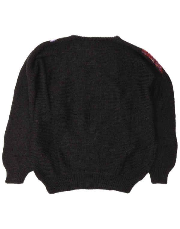 Damski sweter C&A z graficznym wycięciem pod szyją, UK 18 XL, czarny akryl