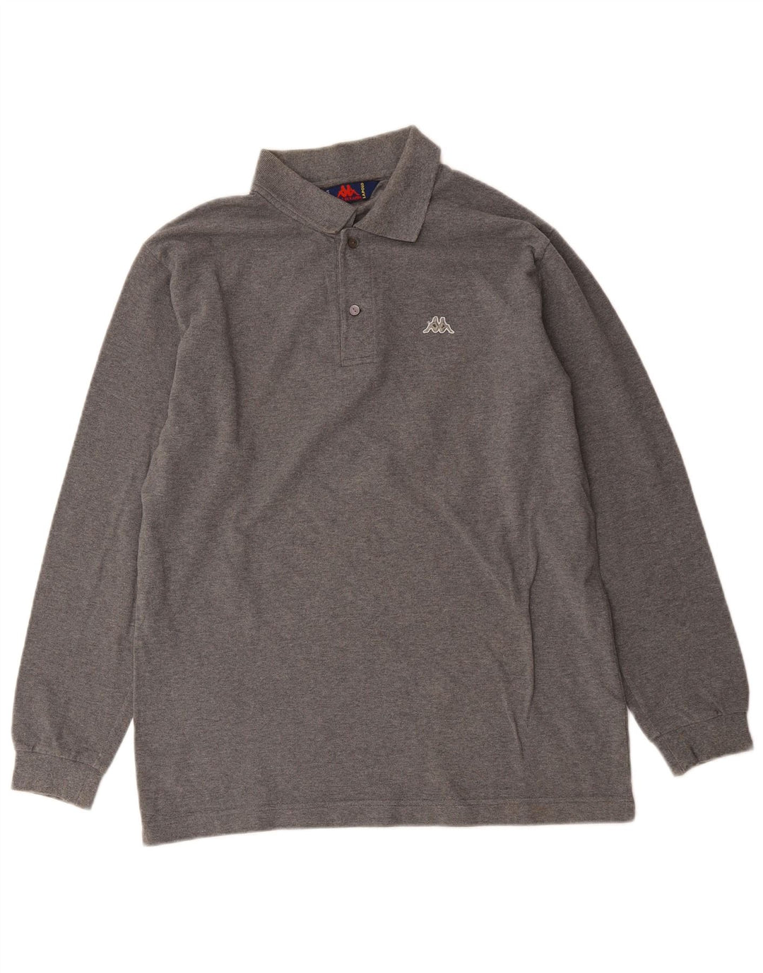 KAPPA Mens Long Sleeve Polo Shirt Large Grey Cotton