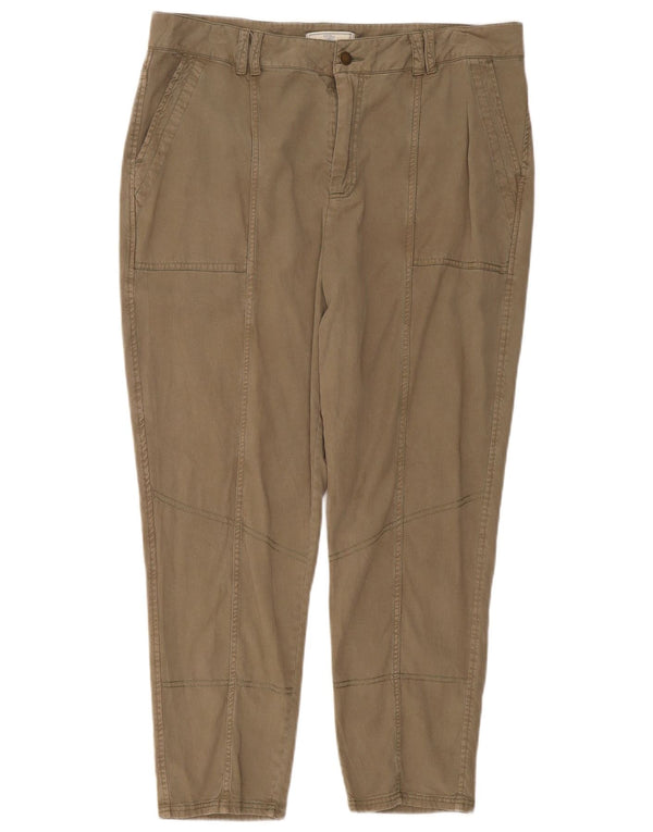 Spodnie damskie Fat Face z wysokim stanem, przycięte UK 16, duże W36 L26 Khaki