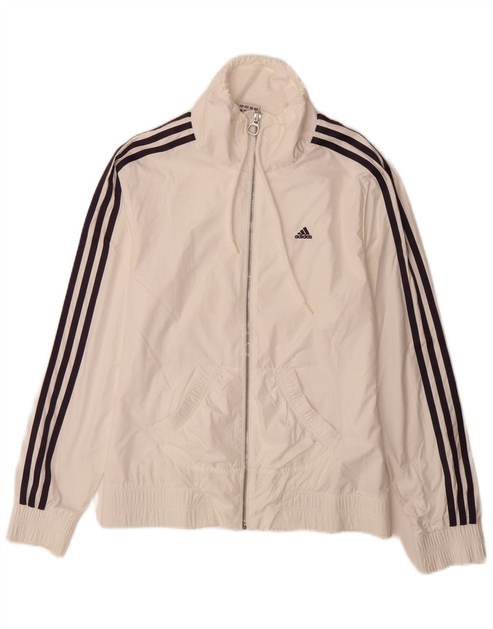 Damska kurtka dresowa Adidas UK 10, mała, biała, poliestrowa