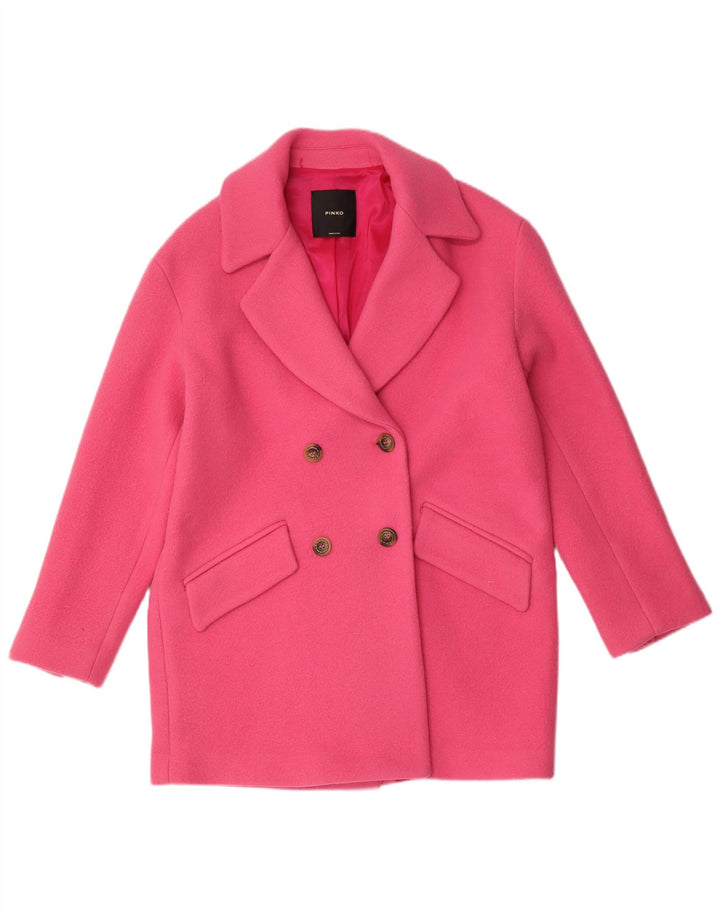Pinko Damski płaszcz oversize z podwójnymi piersiami UK 6 XS Różowa wełna