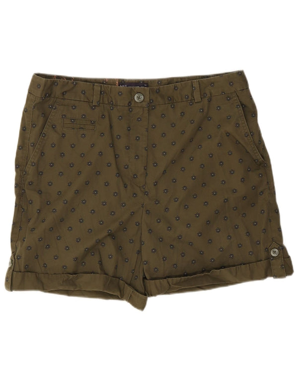 Marks & Spencer Damskie spodenki Chino UK 14, duże, W34, khaki, bawełna w kwiaty
