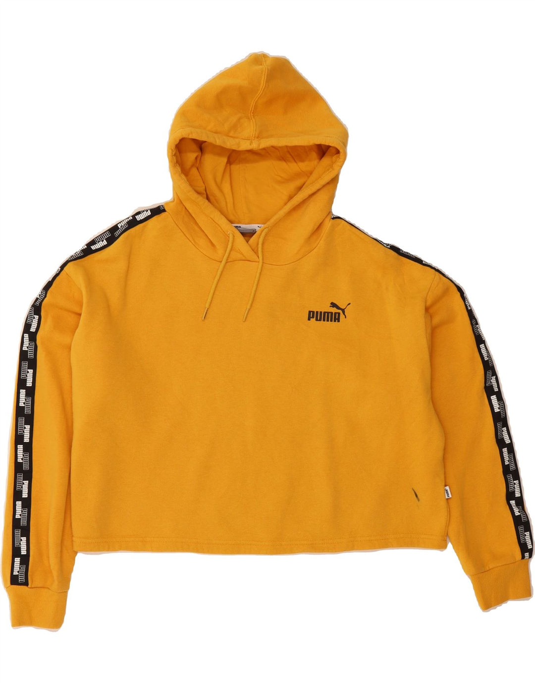 PUMA Womens Oversized Graphic Hoodie Jumper UK 14 Medium Yellow Vintage Puma and Second-Hand Puma from Messina Hembry 