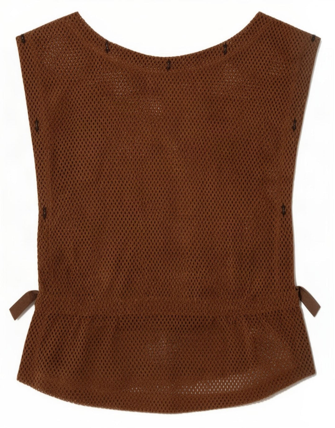 Vintage damski top bez rękawów, prześwitujący IT 36 XS, brązowy