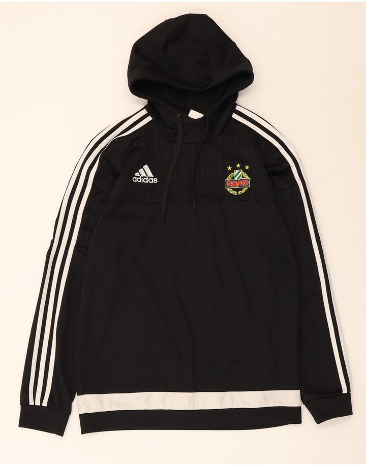 Męska bluza z kapturem Adidas z grafiką, średnia czarna, poliester z blokami kolorów