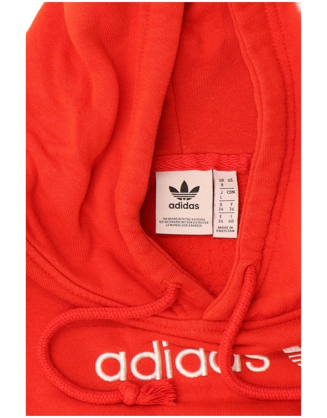 Damska bluza z kapturem ADIDAS z grafiką, oversize, UK 8, mała, czerwona, bawełniana