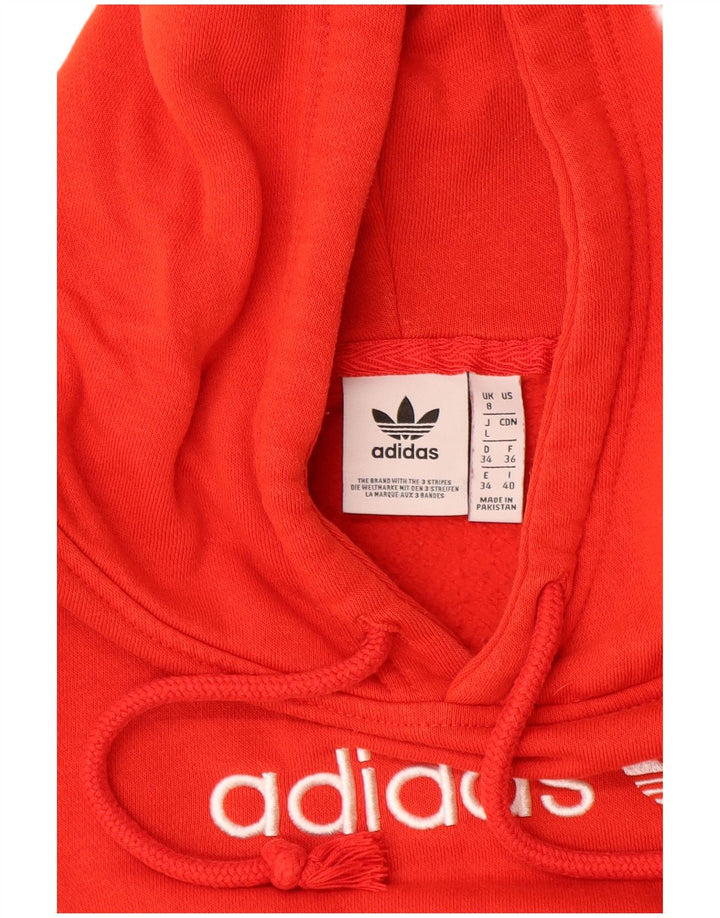 Damska bluza z kapturem ADIDAS z grafiką, oversize, UK 8, mała, czerwona, bawełniana
