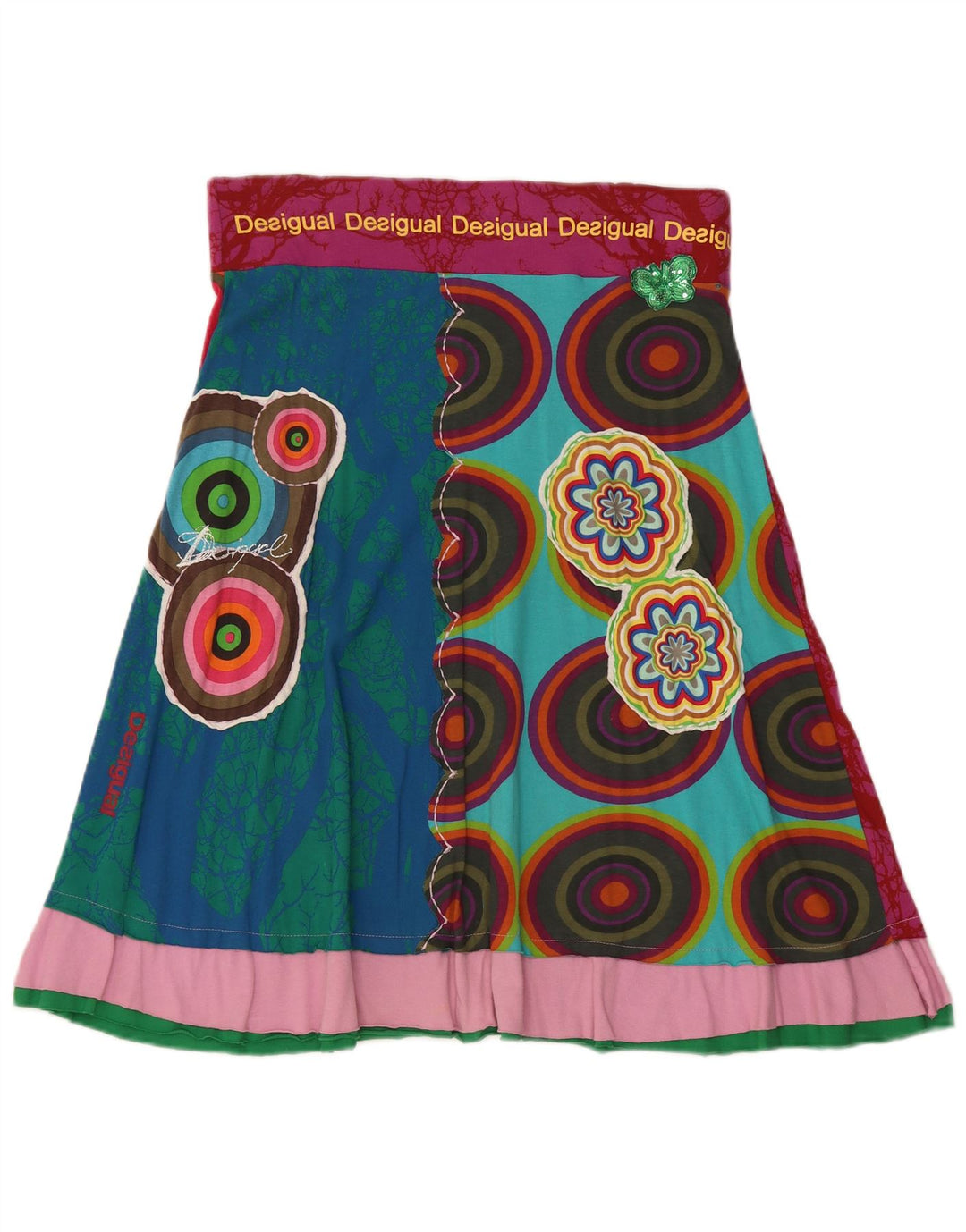 Desigual damska spódnica w kształcie litery A, średnia W30, wielobarwna, geometryczna bawełna