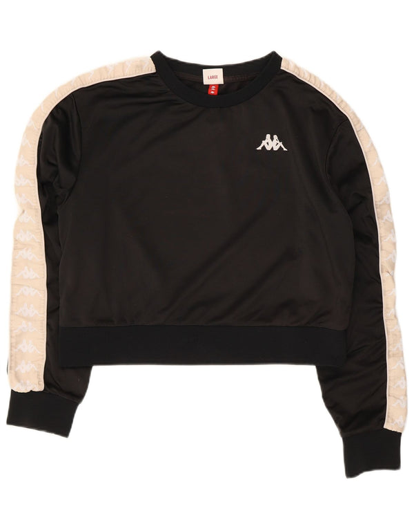 Damska bluza Kappa Crop Graphic Jumper UK 14, duża czarna, z blokami kolorów