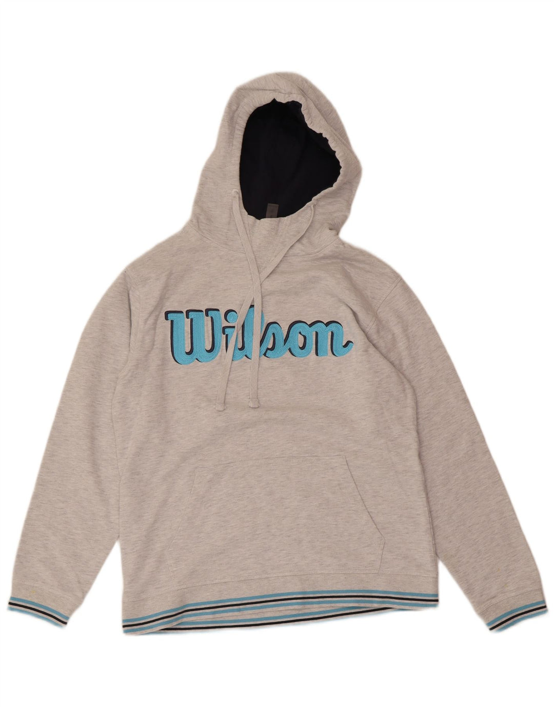 Męski sweter z kapturem i grafiką WILSON, duży, szary, z bawełny w cętki