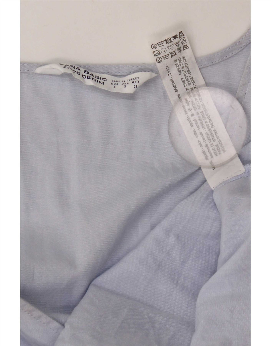Damska bluzka z długim rękawem Zara Top UK 10 Small Blue Cotton