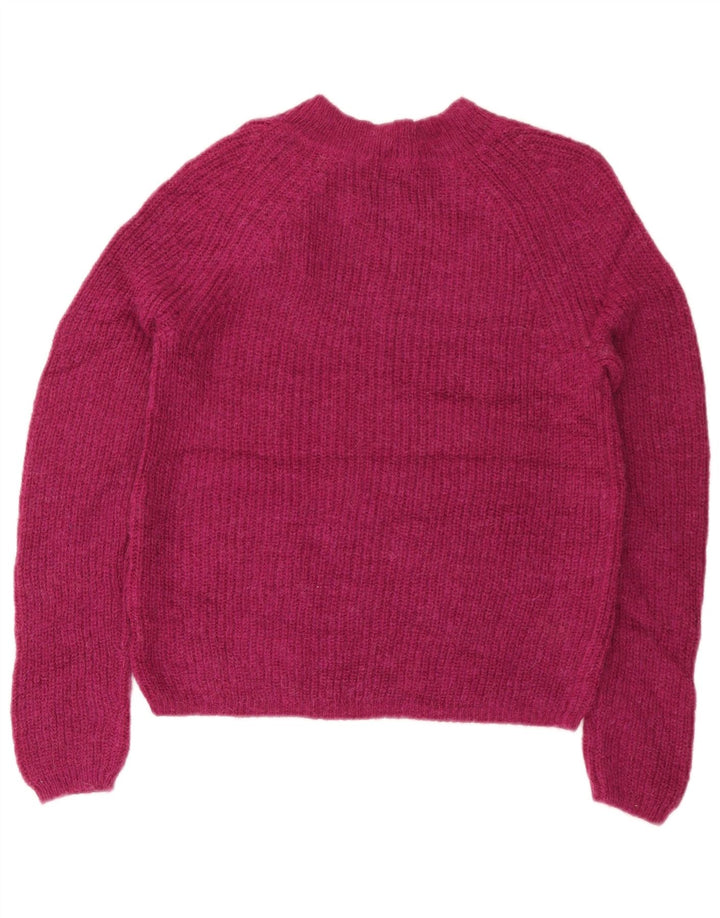 J. CREW Damski sweter z dekoltem w łódkę UK 10 Mały różowy poliamid