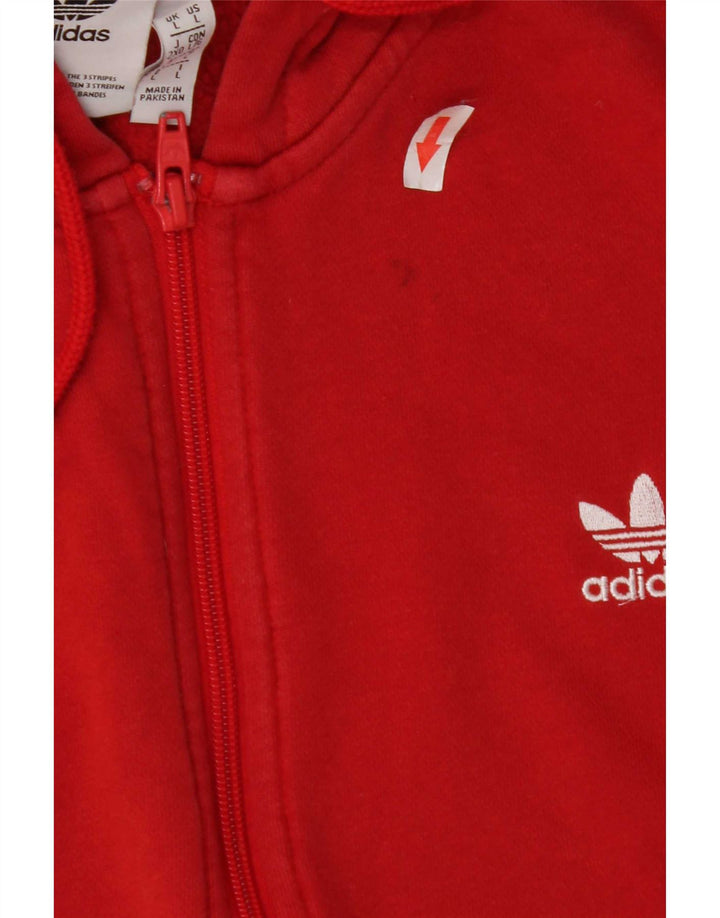 Adidas Męski sweter z kapturem i zamkiem błyskawicznym, duży, czerwony, bawełniany