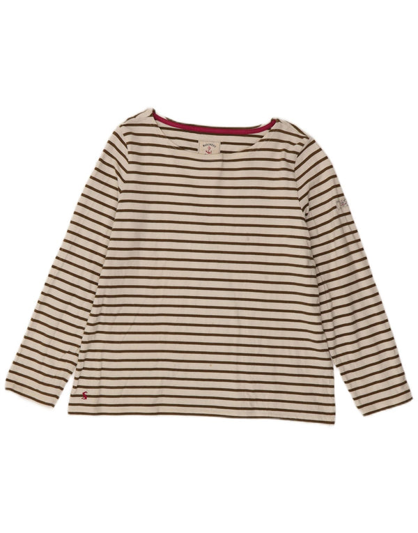 Joules damski top z długim rękawem, UK 16, duże, białe paski, bawełna