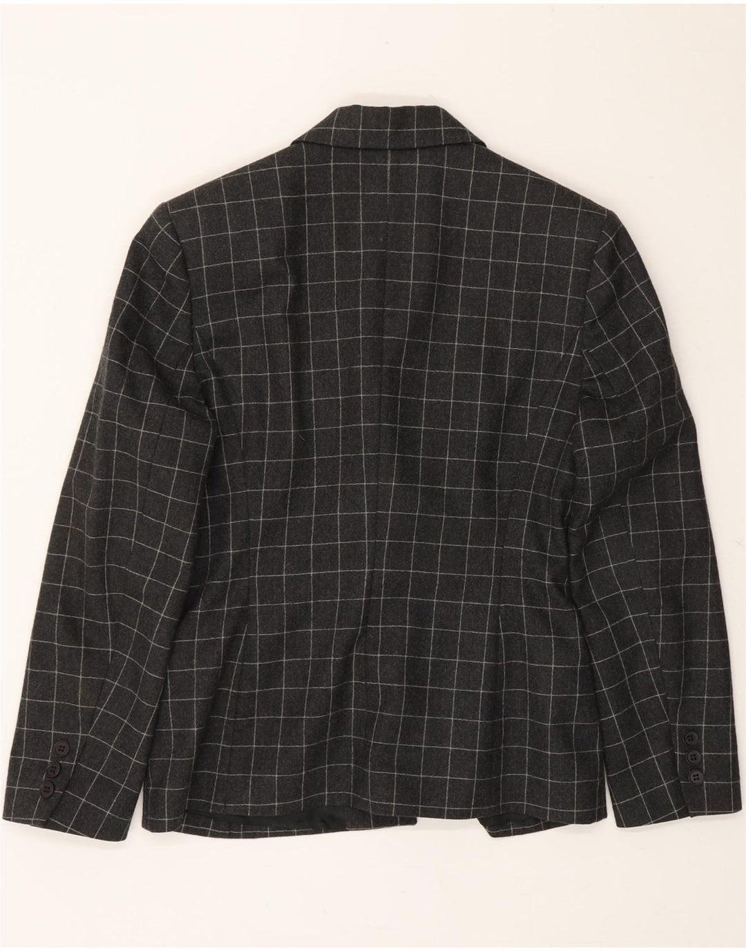 SISLEY Womens 3 Button Blazer Jacket UK 6 XS Grey Check New Wool Vintage Sisley and Second-Hand Sisley from Messina Hembry 