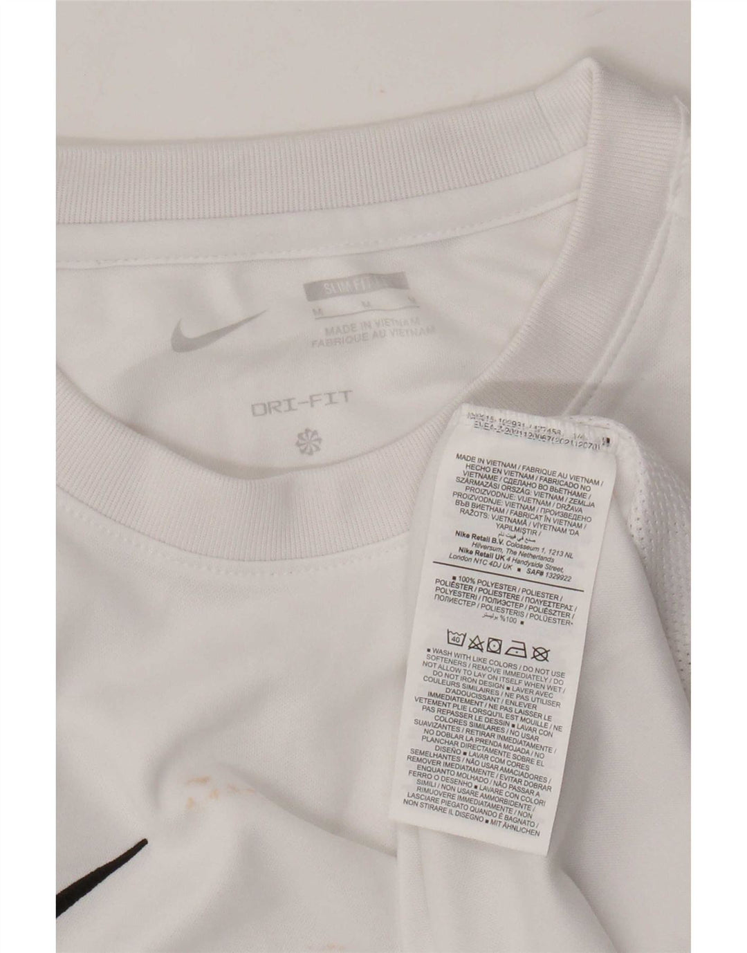 Męski T-shirt Nike Dri Fit Slim Top, średni biały poliester