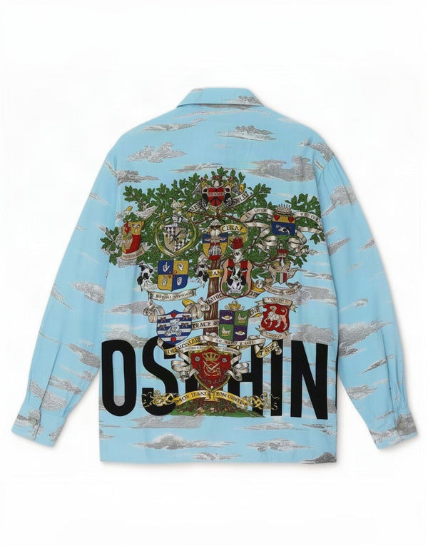 Damska koszula oversize z grafiką Moschino UK 10 Small, niebieska, wiskozowa