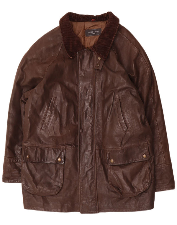 Męska kurtka skórzana Pierre Cardin IT 56 3XL brązowa