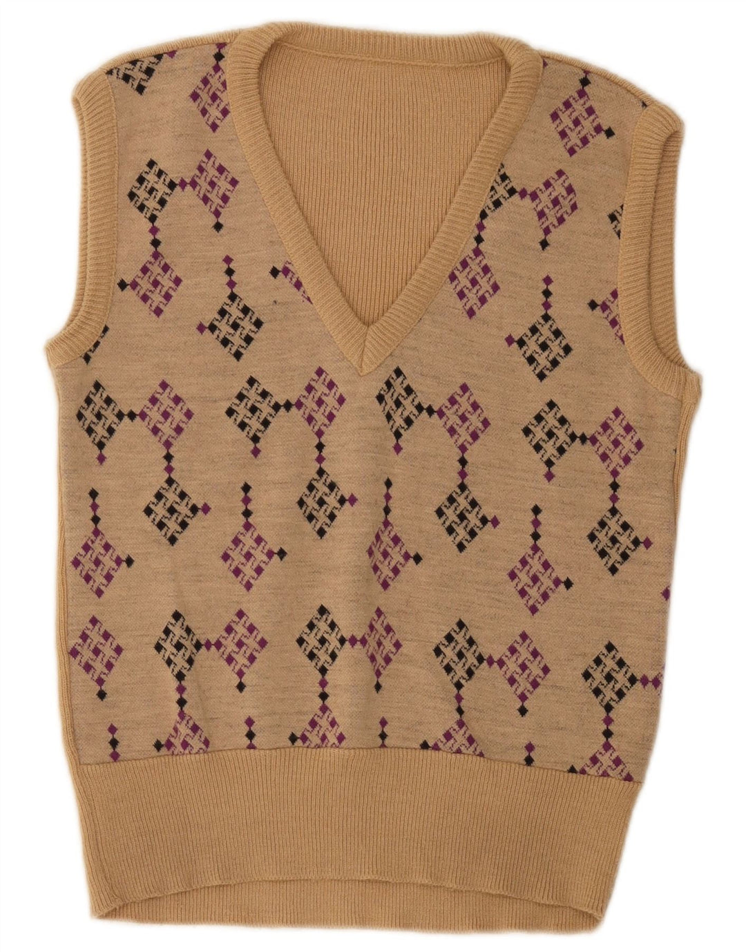 Podkoszulek męski w stylu vintage, kamizelka, mały, beżowy, geometryczny