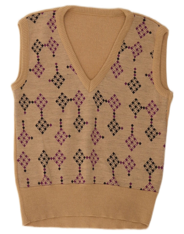 Podkoszulek męski w stylu vintage, kamizelka, mały, beżowy, geometryczny