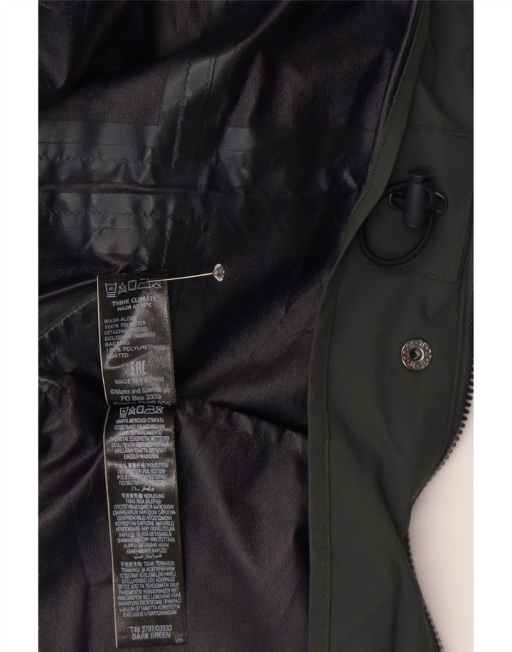 MARKS & SPENCER Damska kurtka parka z kapturem UK 8, mała, zielona poliamid