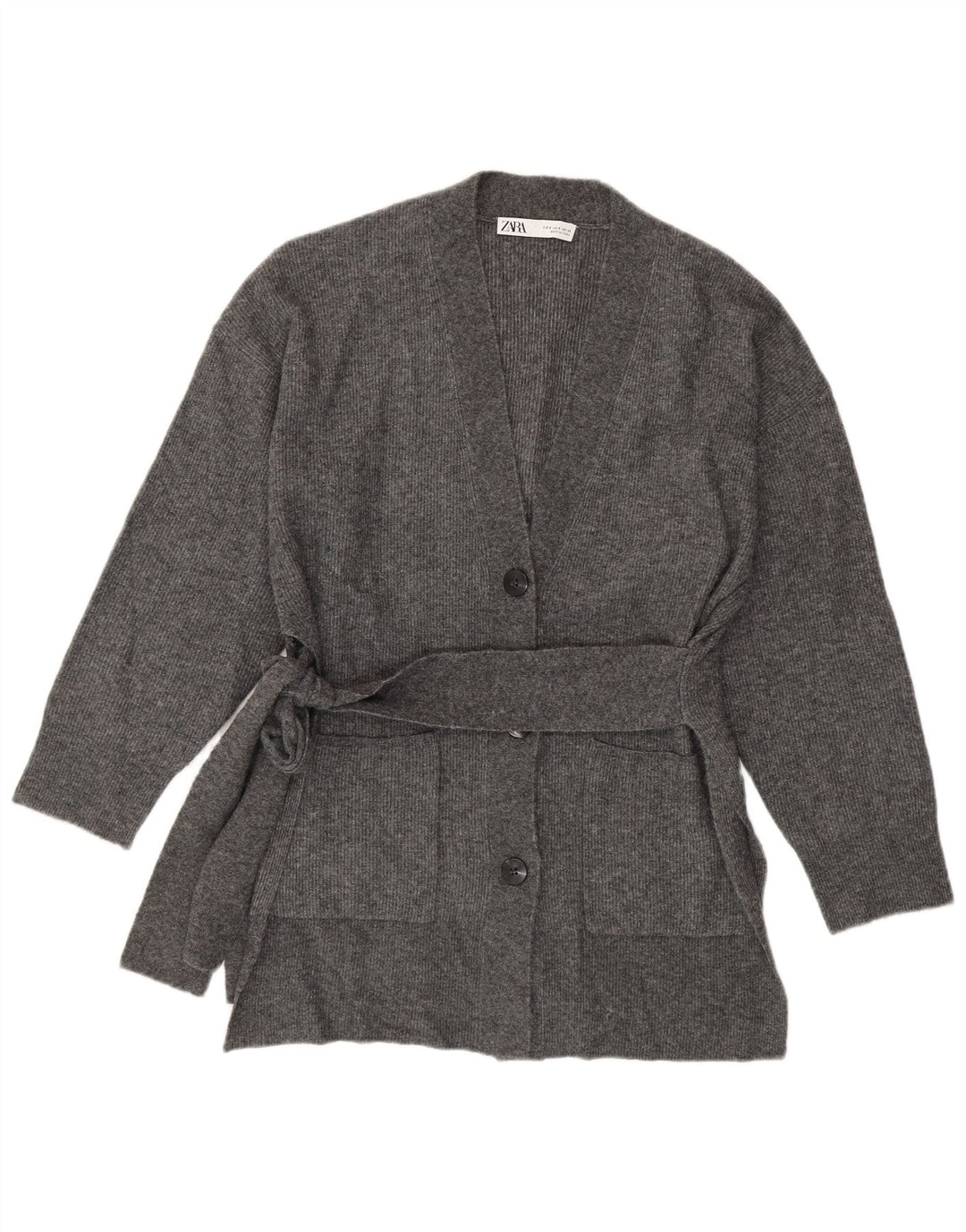 Damski sweter o luźnym kroju i długim kroju ZARA UK 10, mały, szary, akrylowy