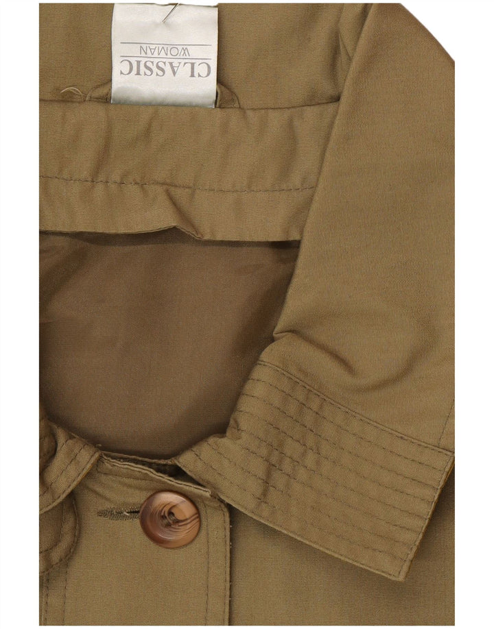 KLASYCZNY damski, oversize'owy, długi trencz UK 16, duży, khaki, poliester