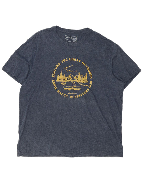 Męska koszulka z grafiką Eddie Bauer, duża, bawełniana w granatowe plamki