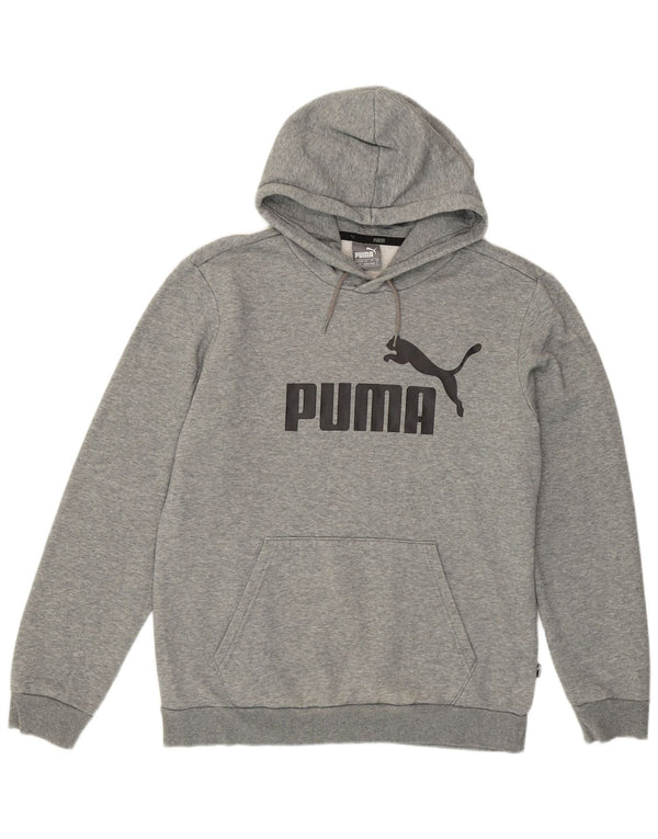 Męska bluza z kapturem Puma z grafiką, mała, szara, nakrapiana bawełna