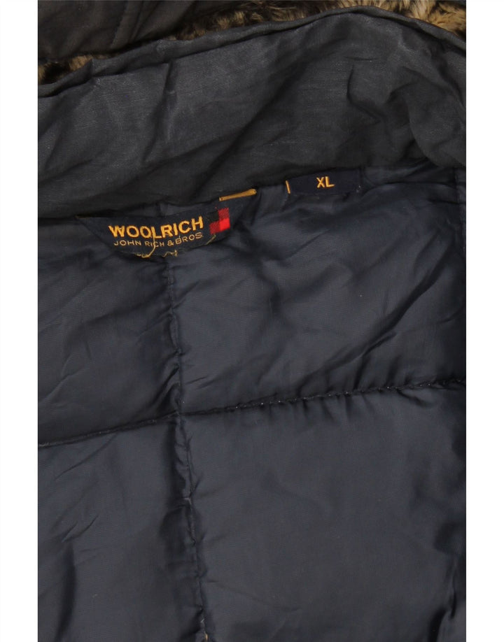 Damski ocieplany płaszcz z kapturem WOOLRICH UK 18 XL, granatowy, poliester