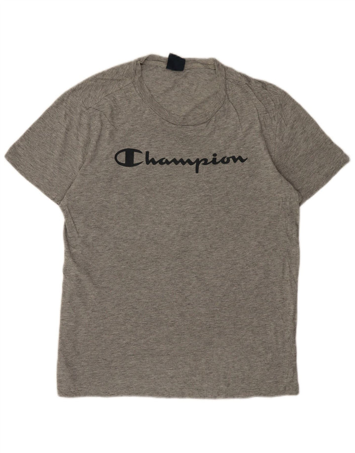 Męski T-shirt Champion z grafiką, średni szary, nakrapiany