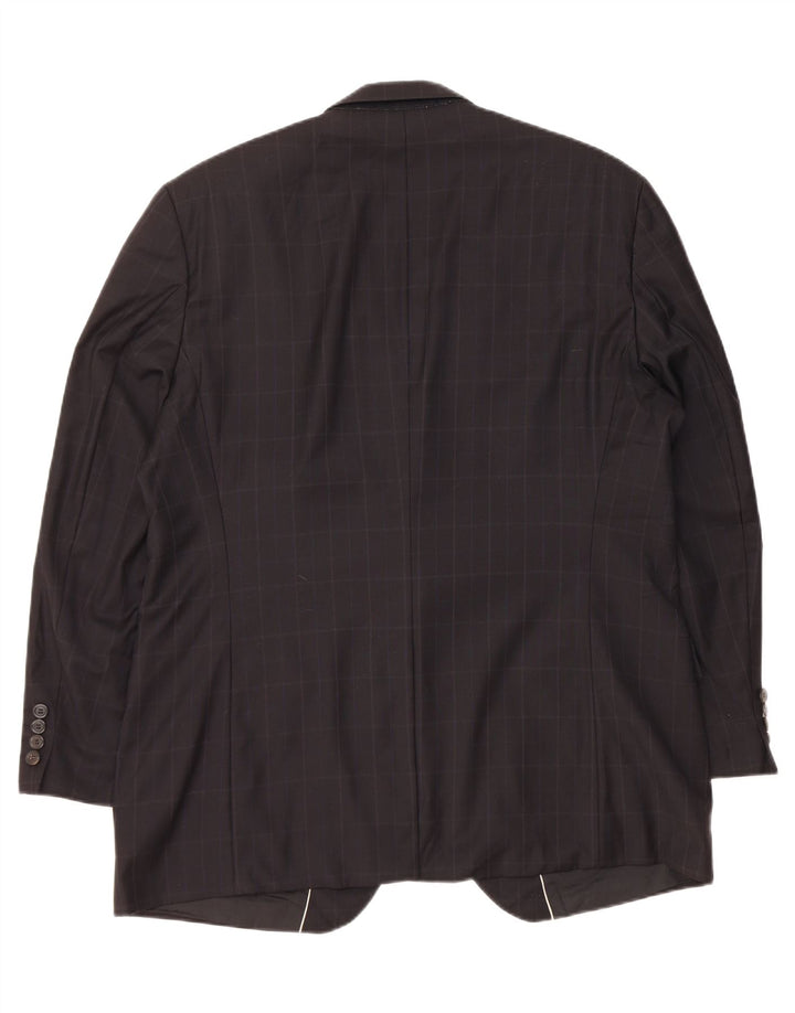 HUGO BOSS Mens 2 Button Blazer Jacket EU 56 3XL Black Check Virgin Wool