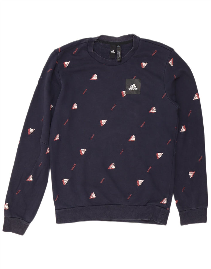 Męska bluza z grafiką ADIDAS, mała, granatowa