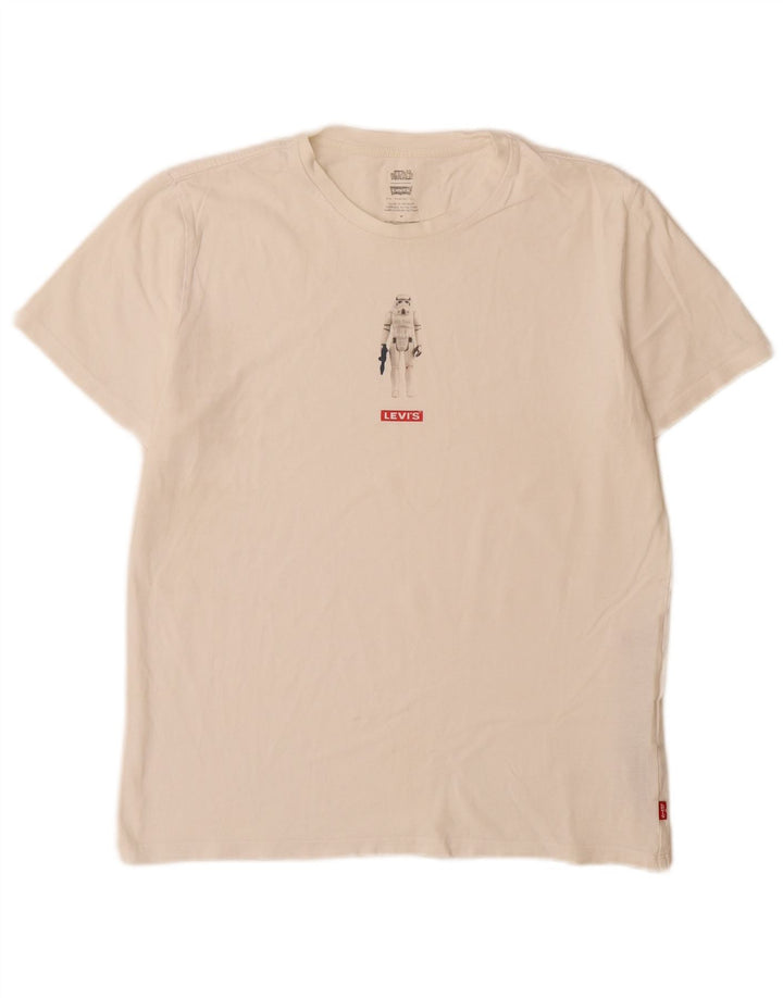 Męska koszulka z grafiką Levi's, średnia, biała bawełna