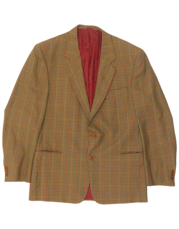 Męska marynarka Brooksfield zapinana na 2 guziki IT 52 XL, zielona wełna w kratkę