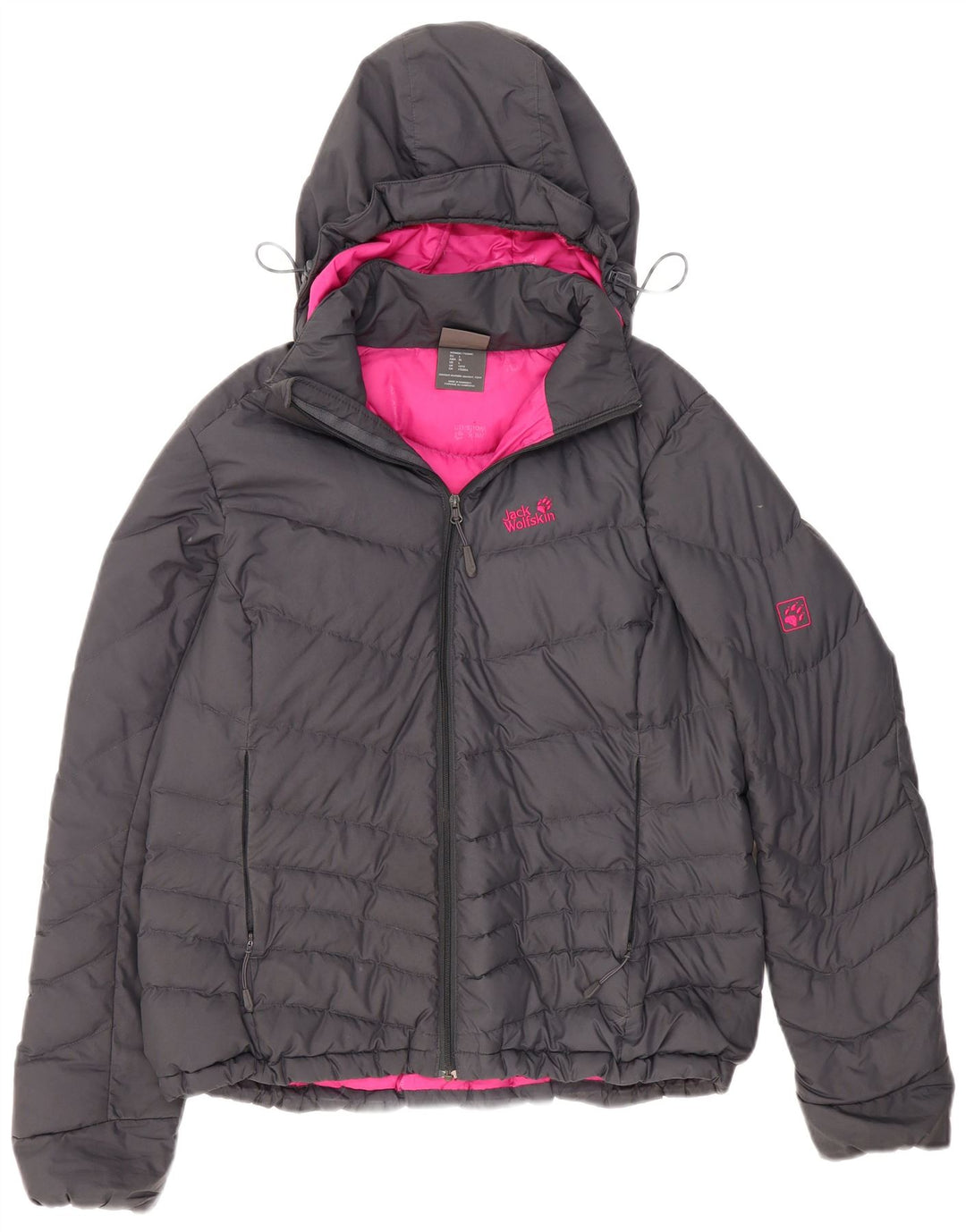 Kurtka damska Jack Wolfskin Standard z kapturem, wyściełana UK 16, duża, szara