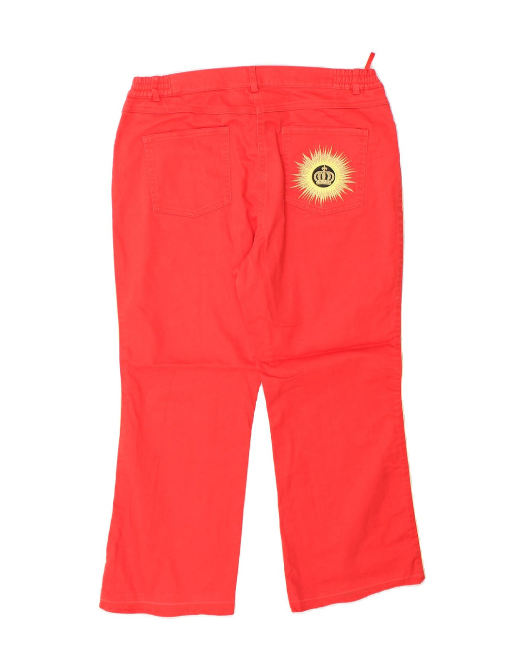 POMPOOS Womens Bootcut Casual Trousers EU 42 Large W36 L26 Red Cotton Vintage Pompoos and Second-Hand Pompoos from Messina Hembry 