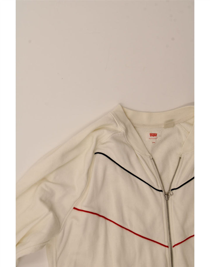 LEVI'S Mens Tracksuit Top Jacket 2XL Off White Striped Cotton Vintage Levi's and Second-Hand Levi's from Messina Hembry 