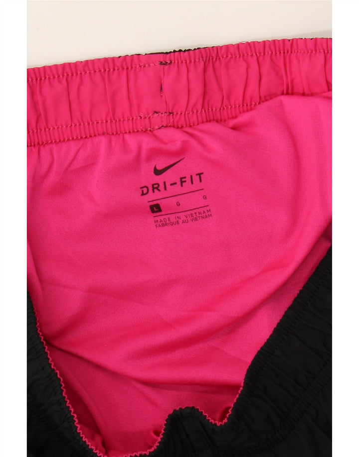 Damskie spodenki sportowe NIKE Dri Fit UK 14, duże czarne bloki kolorów