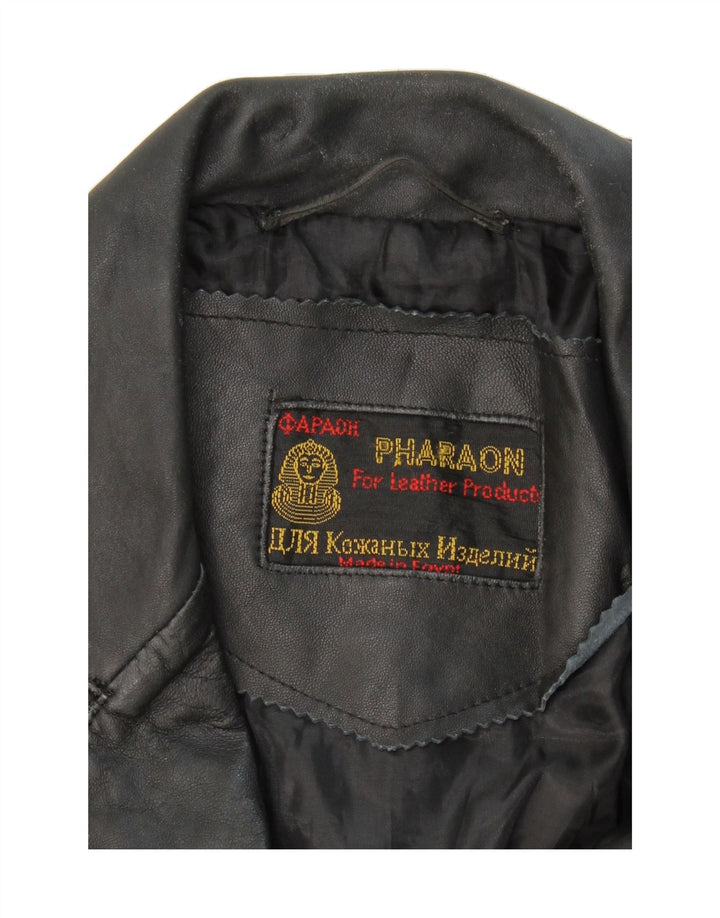 PHARAON Womens Leather Jacket UK 16 Large Black Leather Vintage Pharaon and Second-Hand Pharaon from Messina Hembry 