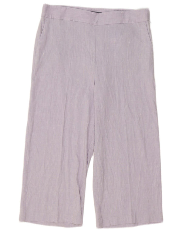 Marks & Spencer Womens Wide Leg Capri Trousers UK 14 Large W34 L22 Purple