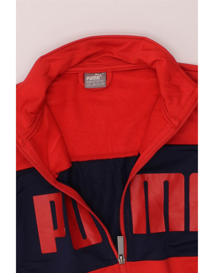 PUMA Boys Graphic Tracksuit Top Jacket 11-12 Years Red Colourblock Vintage Puma and Second-Hand Puma from Messina Hembry 