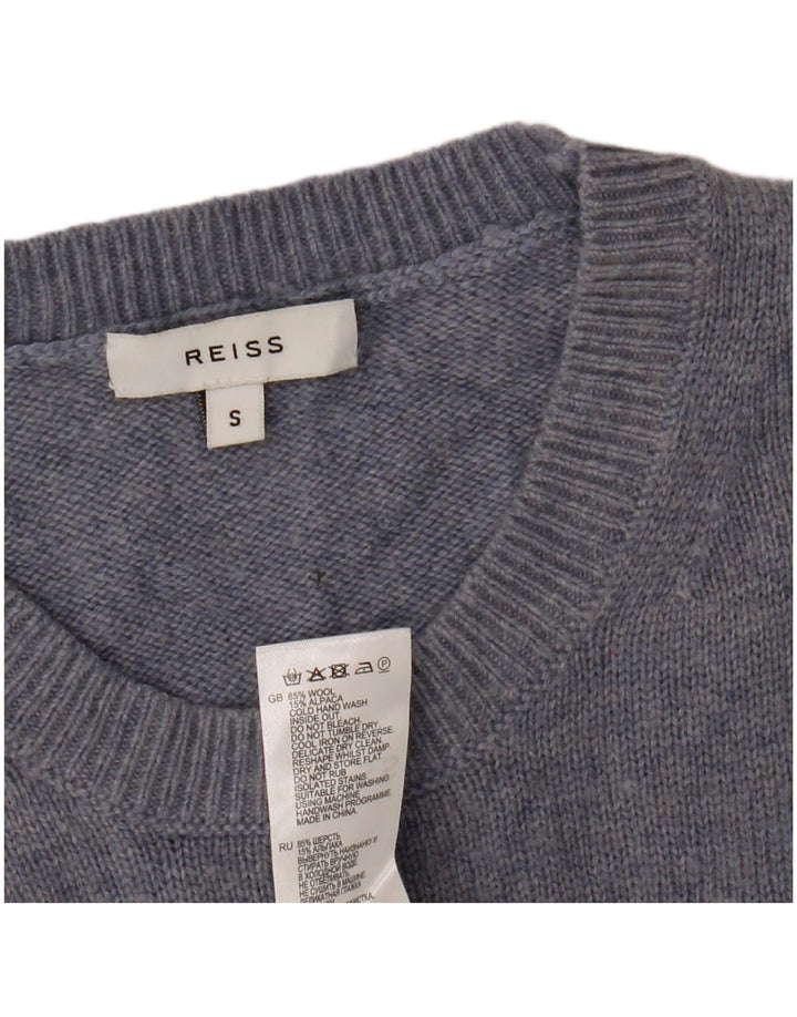 Męski sweter z wycięciem pod szyją Reiss, mały, niebieski, wełniany