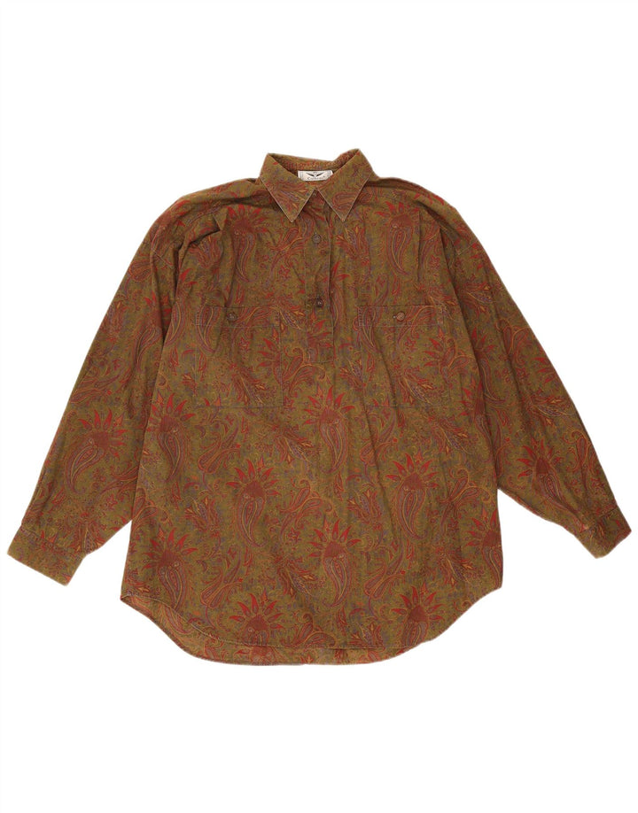 Damska koszula oversize Calbros IT 44, średnia khaki, bawełna paisley