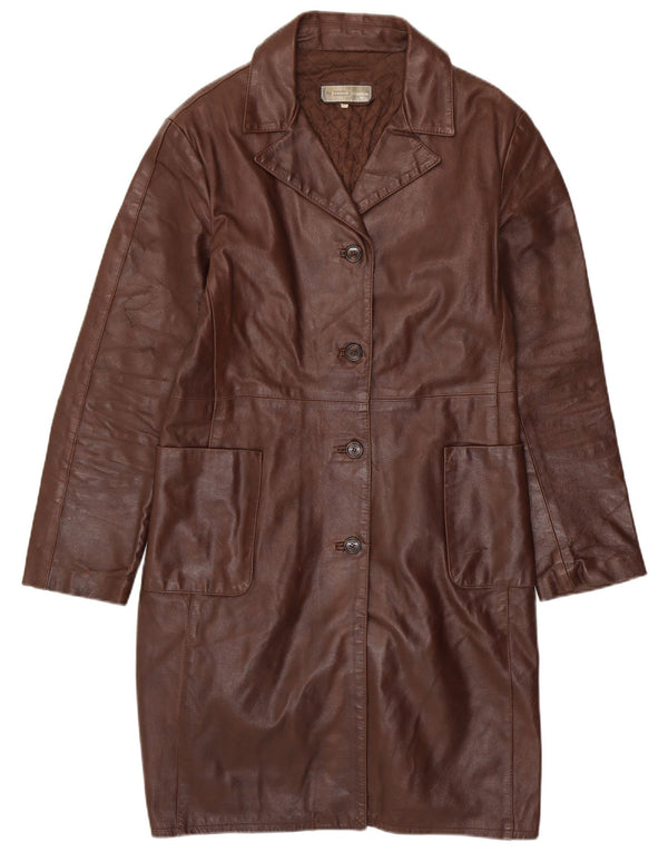 VINTAGE damski płaszcz skórzany UK 18 XL brązowa skóra